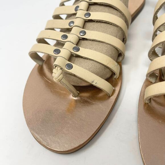Lucky Brand Cymaa Tan Leather Strappy Gladiator Sandals with Rose Gold Lining - Picture 6 of 7